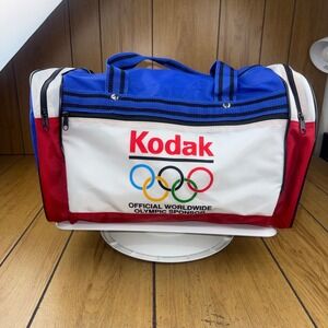 Vintage Kodak Olympic Sponsor Duffel Bag Red White Blue Retro Travel Gym Bag